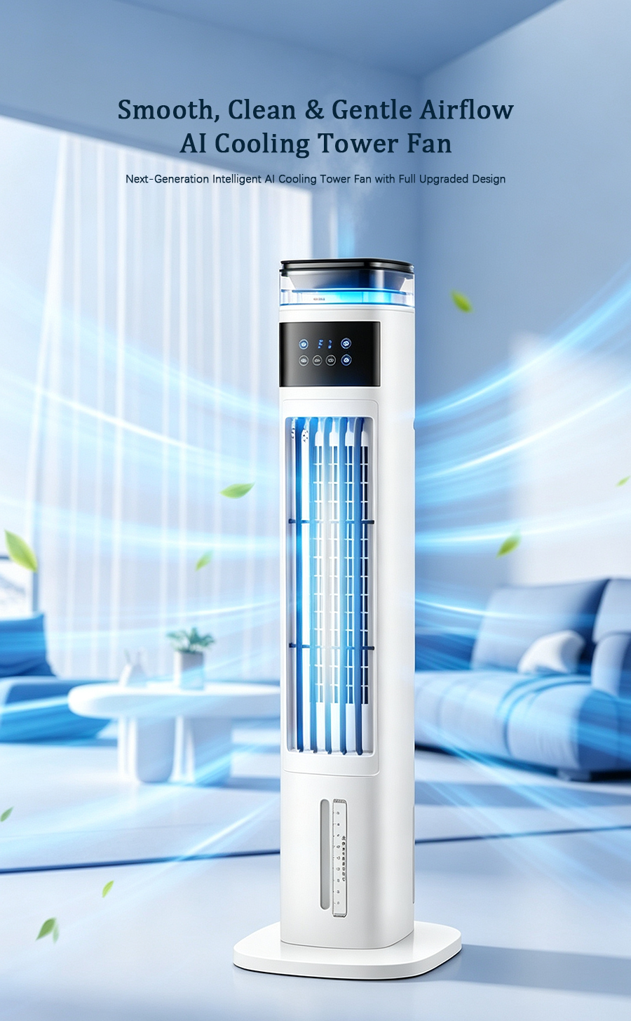 Mist Evaporative Cooling Tower Fan | Smart Voice Control Air Cooler, Humidifying Vertical Cooling Fan with Remote Control image 2