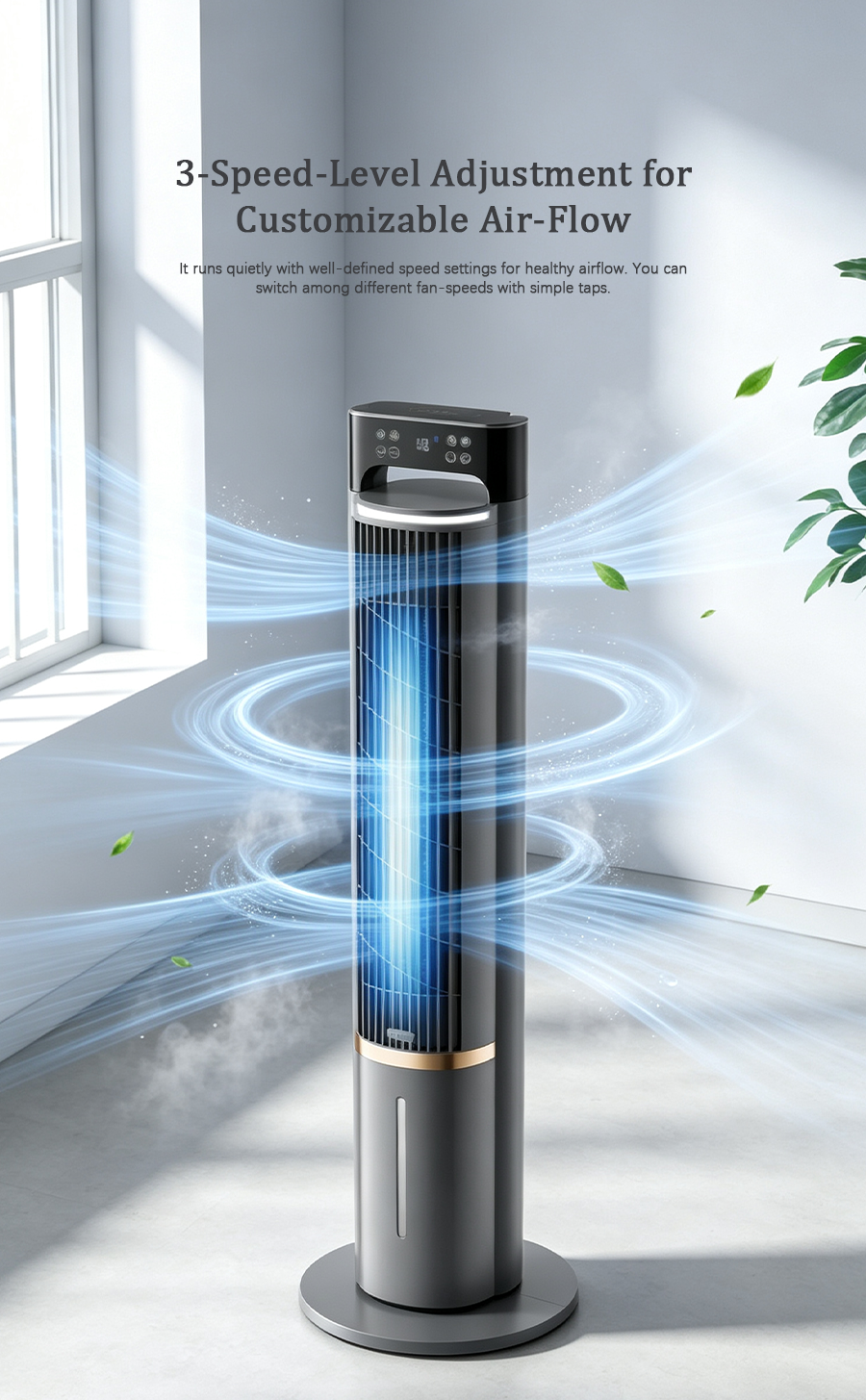 Evaporative Air Cooler Tower Fan, Negative Ions Cooling Air Conditioner Fan, Remote Control Vertical Cooling Fan image 3