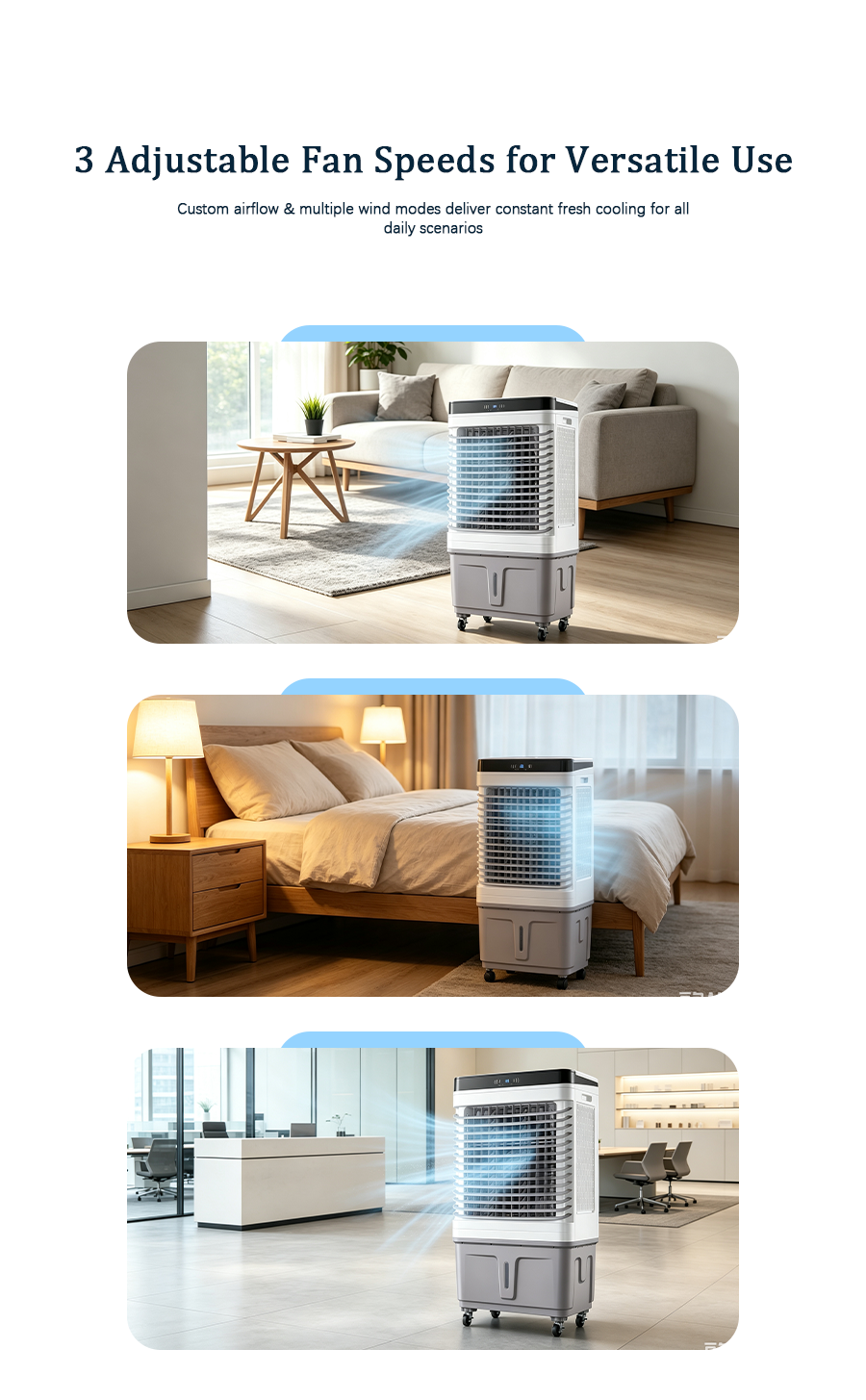 Mobile Evaporative Air Cooler | Commercial Water Cooling Fan with 55L Large Water Tank image 4
