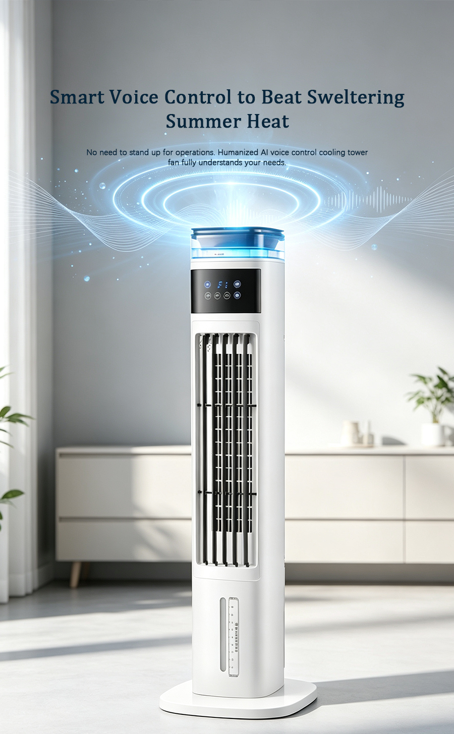 Mist Evaporative Cooling Tower Fan | Smart Voice Control Air Cooler, Humidifying Vertical Cooling Fan with Remote Control image 5
