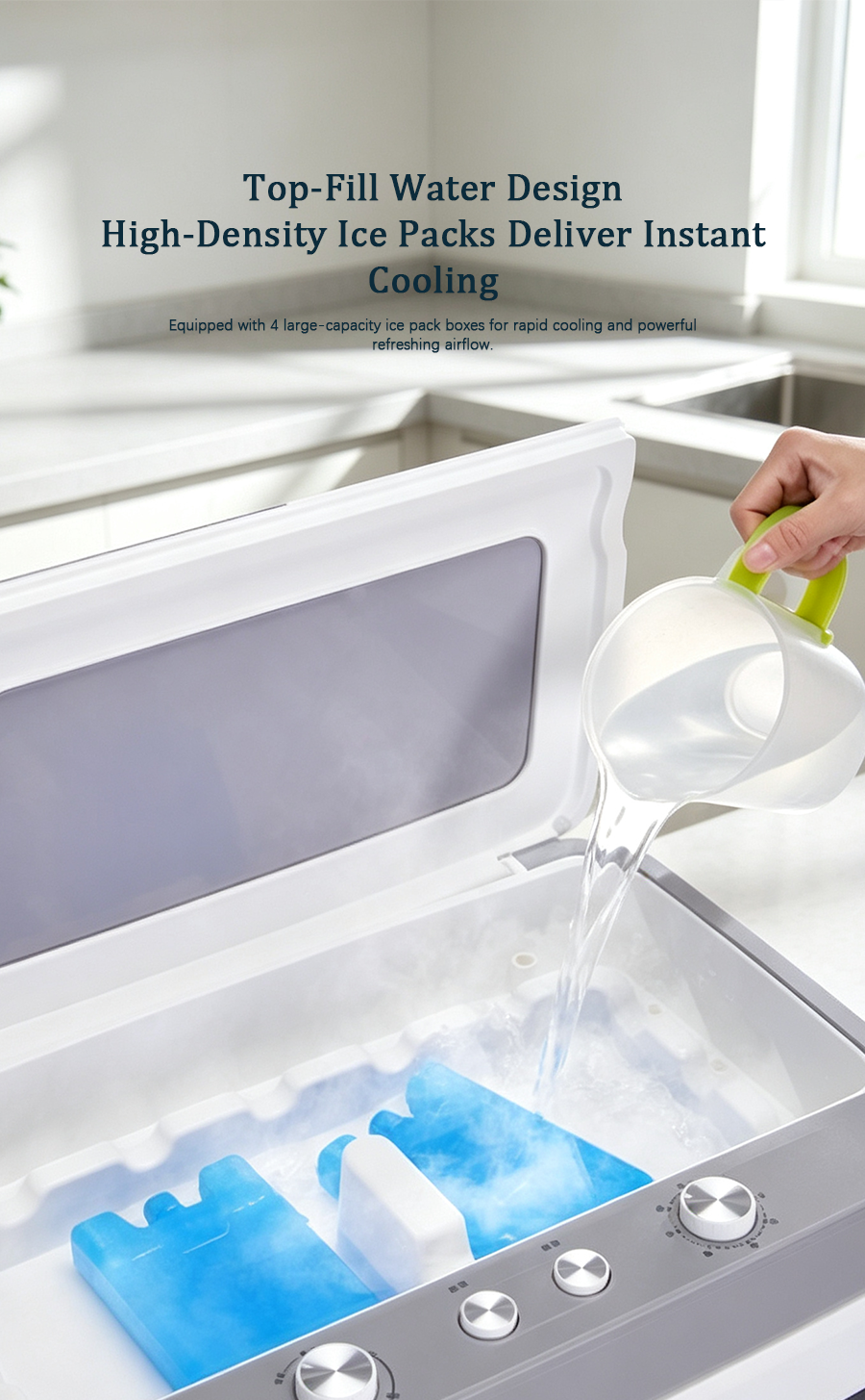 Mobile Evaporative Air Cooler | Commercial Water Cooling Fan with 55L Large Water Tank image 7