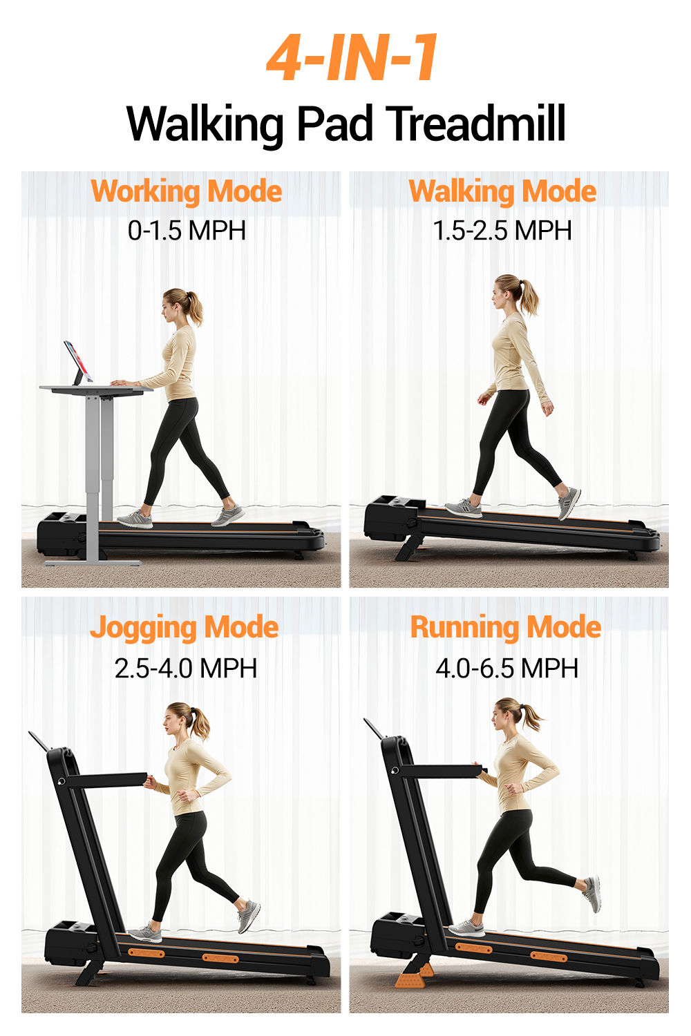Umay X5F Folding 3-in-1 Portable Treadmill with 16% Incline Max 6.5MPH