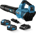 Leaf Blower Cordless, 650CFM Electric Leaf Blowers with 2 x 5.2Ah Batteries and Charger, 3 Speed Modes, 1 x Adjustable Shoulder Strap, Powerful Snow Blowers for Lawn Care, Patio, Dust, Blowing Leaves