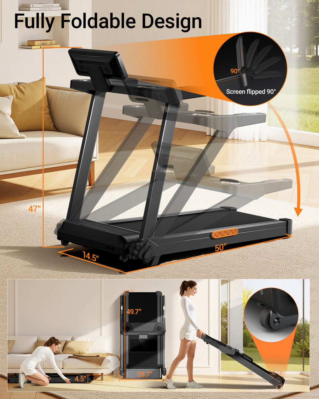 Umay L20 Foldable Treadmill with 20% Manual Incline, 8.7MPH & 400LBS Capacity