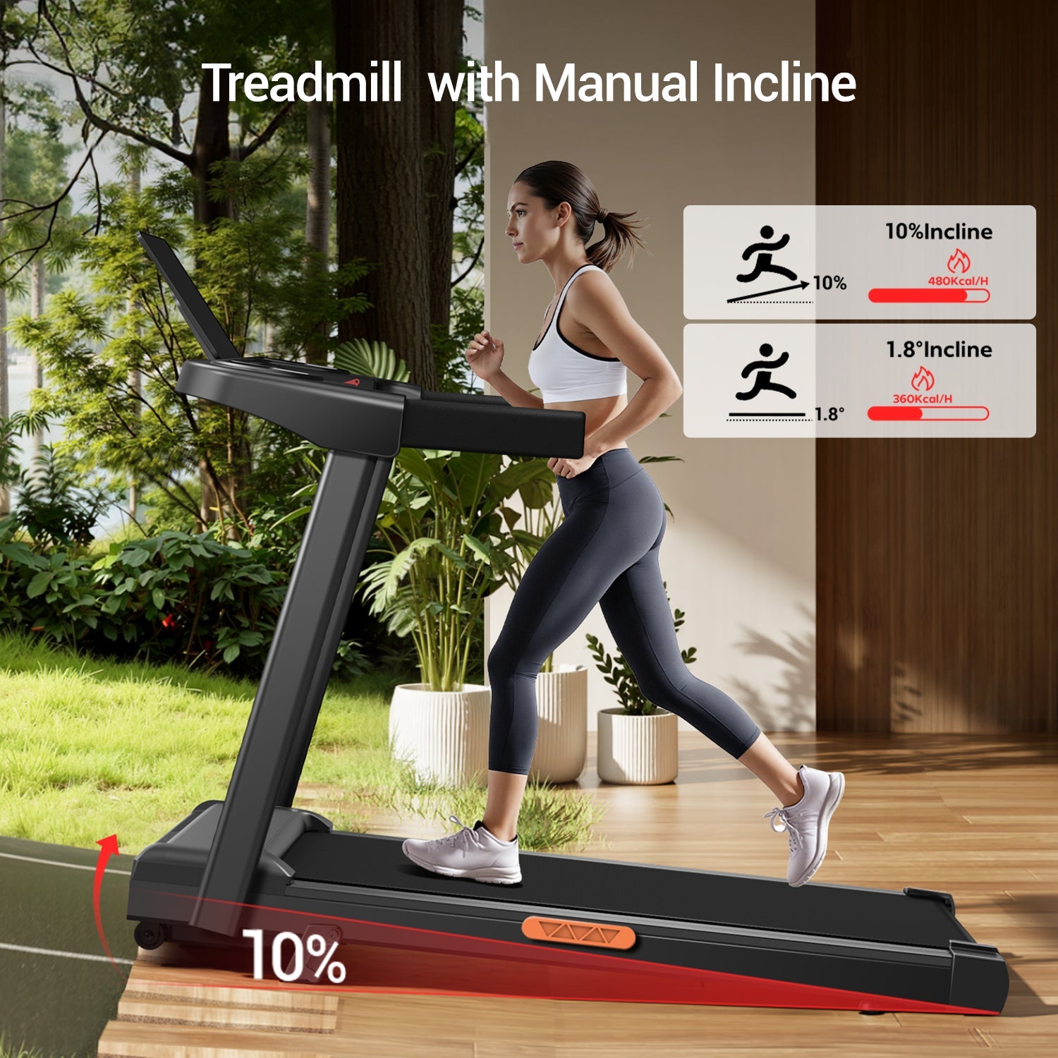 Umay SF10 Foldable Treadmill with 10%/15% Incline for Home and Office