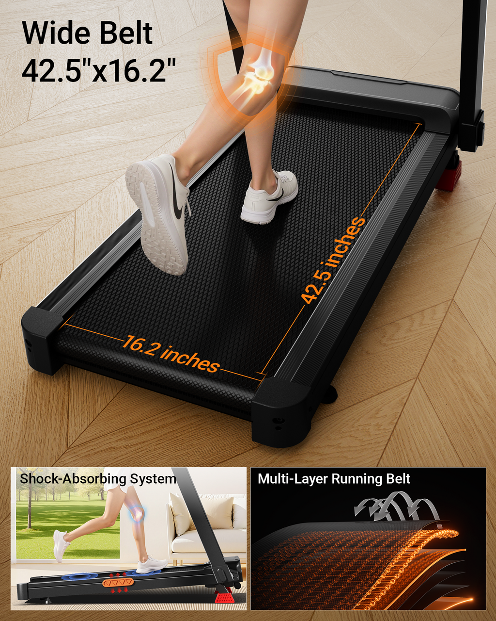 Umay L20 Foldable Treadmill with 20% Manual Incline, 8.7MPH & 400LBS Capacity