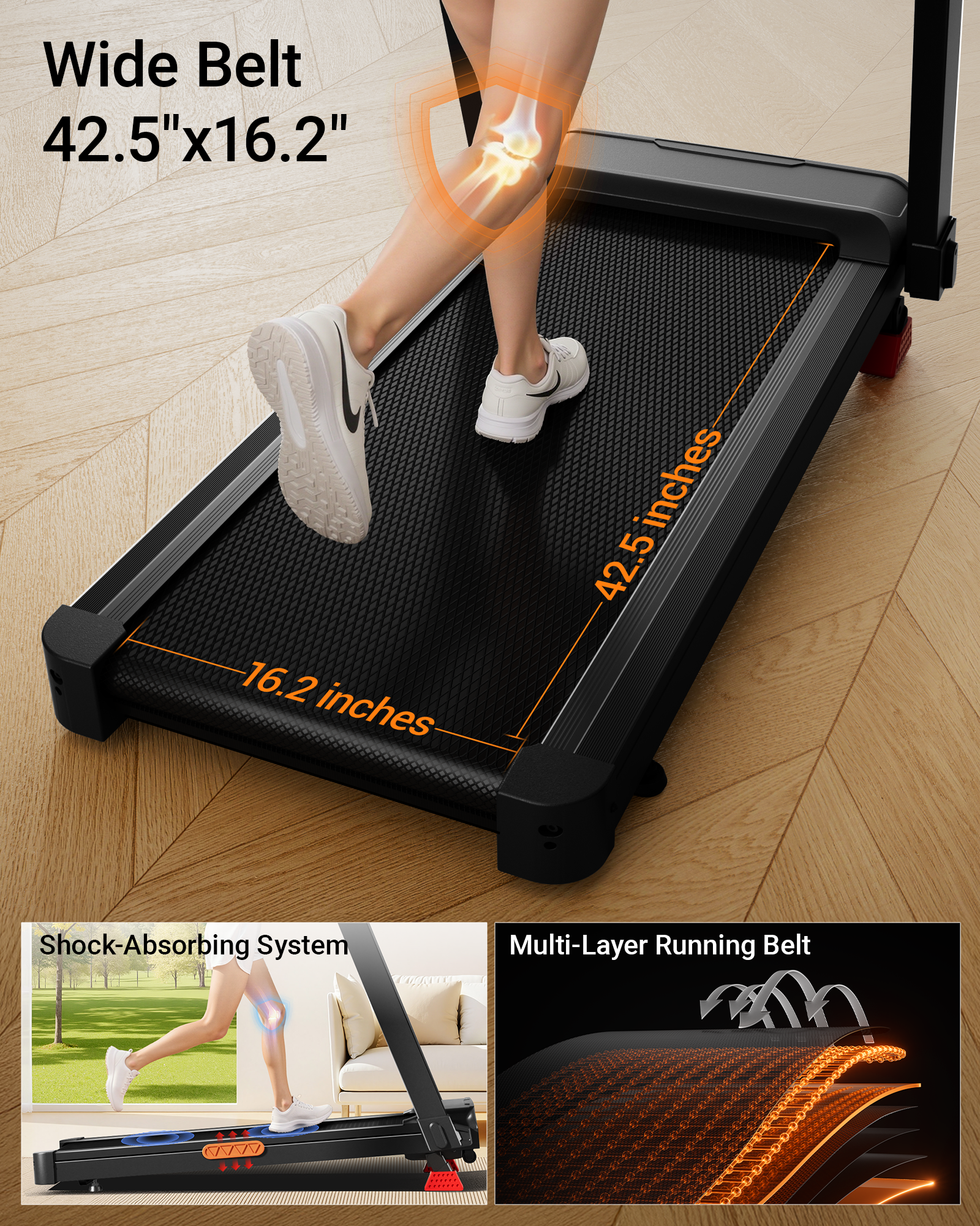 Umay L20 Foldable Treadmill with 20% Manual Incline, 8.7MPH & 400LBS Capacity